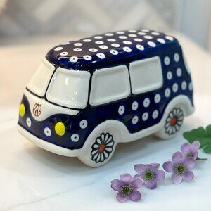 1960s-Styled Flower Power Van -Imported Fine Ceramic Piggy Bank